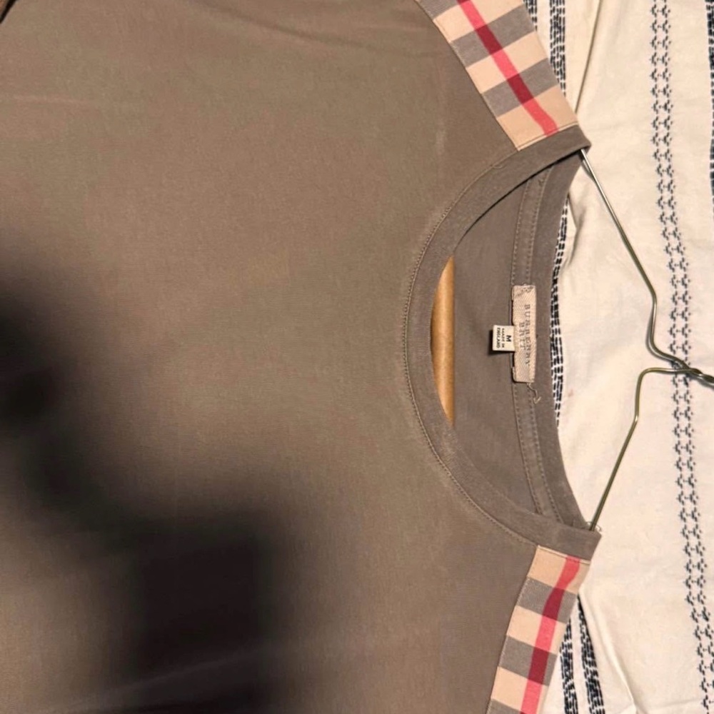 Burberry Tan Shirt with Plaid Details